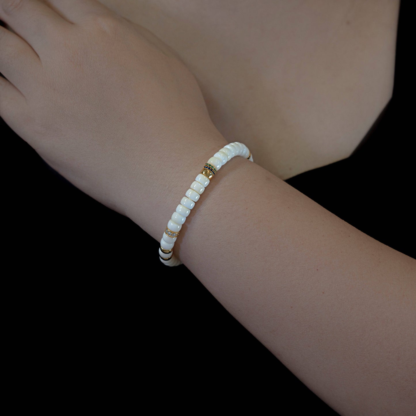 Love and good luck bracelet - deer horn with 18K gold plating and diamond inlay - jambhala&jewelry