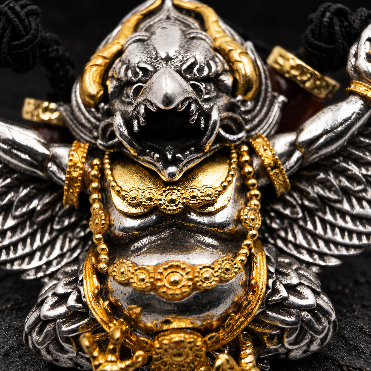 FEILIAN Antiqued Silver-Plated Copper Necklace – close-up detail on black slate background