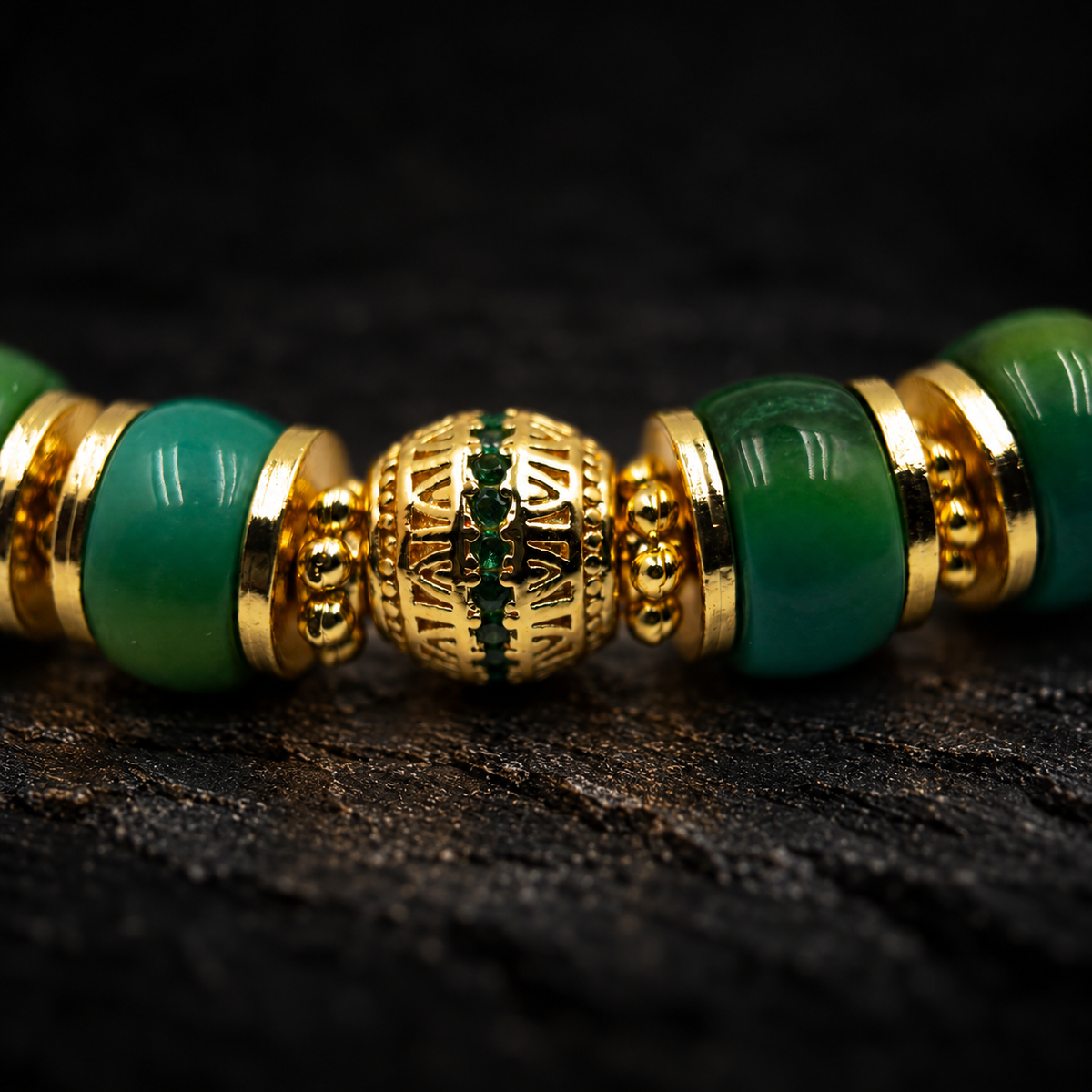 GOUMANG Matrix Turquoise Bracelet – close-up detail on black slate background
