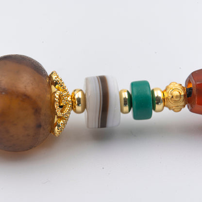 Red Agate & Turquoise Necklace – Dual Energy Balancing Jewelry (Tibetan & Native American Style) - jambhala＆jewelry