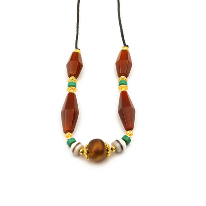 Red Agate & Turquoise Necklace – Dual Energy Balancing Jewelry (Tibetan & Native American Style) - jambhala＆jewelry
