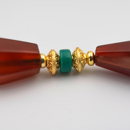 Red Agate & Turquoise Necklace – Dual Energy Balancing Jewelry (Tibetan & Native American Style) - jambhala＆jewelry