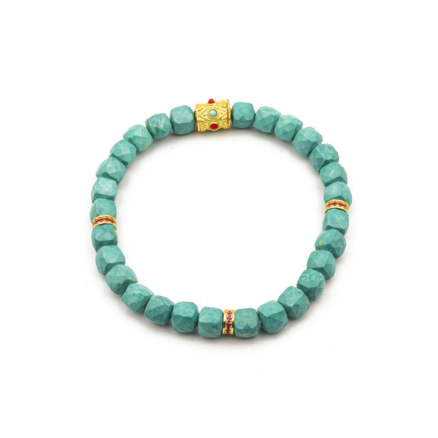 Faceted Turquoise Energy Bracelet – Sacred Geometry Jewelry for Manifestation & Focus - jambhala＆jewelry