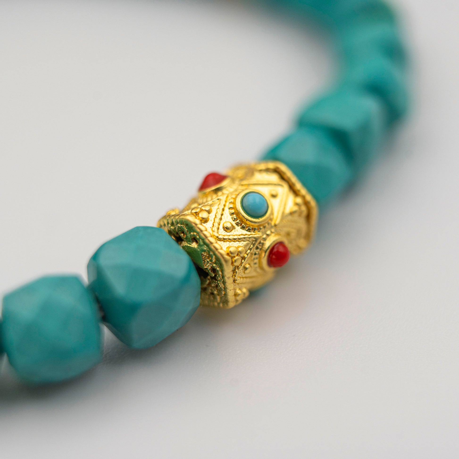 Faceted Turquoise Energy Bracelet – Sacred Geometry Jewelry for Manifestation & Focus - jambhala＆jewelry