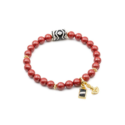 Natural Cinnabar Round Bead Bracelet – Spiritual Protection Jewelry with Positive Energy Blessing - jambhala＆jewelry