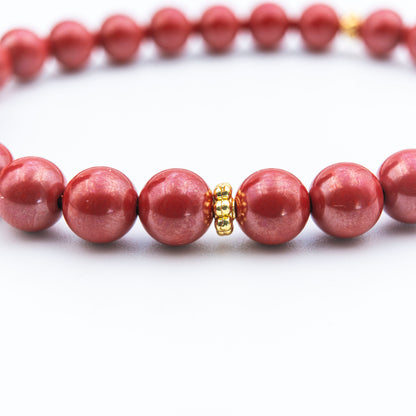 Natural Cinnabar Round Bead Bracelet – Spiritual Protection Jewelry with Positive Energy Blessing - jambhala＆jewelry