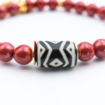 Natural Cinnabar Round Bead Bracelet – Spiritual Protection Jewelry with Positive Energy Blessing - jambhala＆jewelry