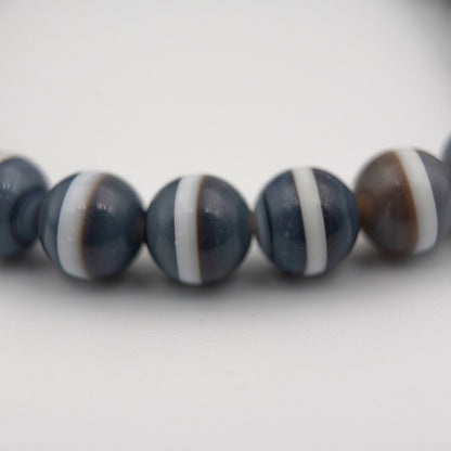 Natural Banded Agate "Healer's Line" Bracelet – Energy-Blessed Spiritual Jewelry for Protection & Balance - jambhala＆jewelry