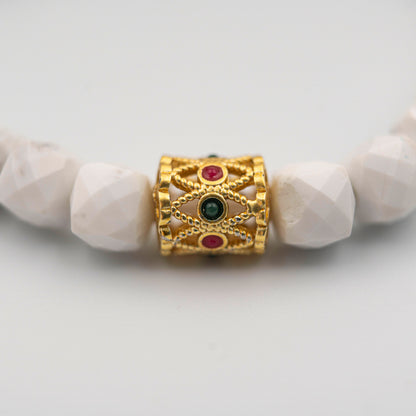 White Turquoise Spiritual Bracelet – Energy-Blessed Jewelry for Clarity & Communication - jambhala＆jewelry